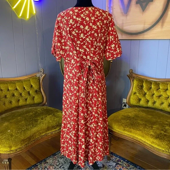 Vintage 90s Kathryn Deen New York Floral Button Down Maxi Dress Size L/XL - Picture 4 of 10